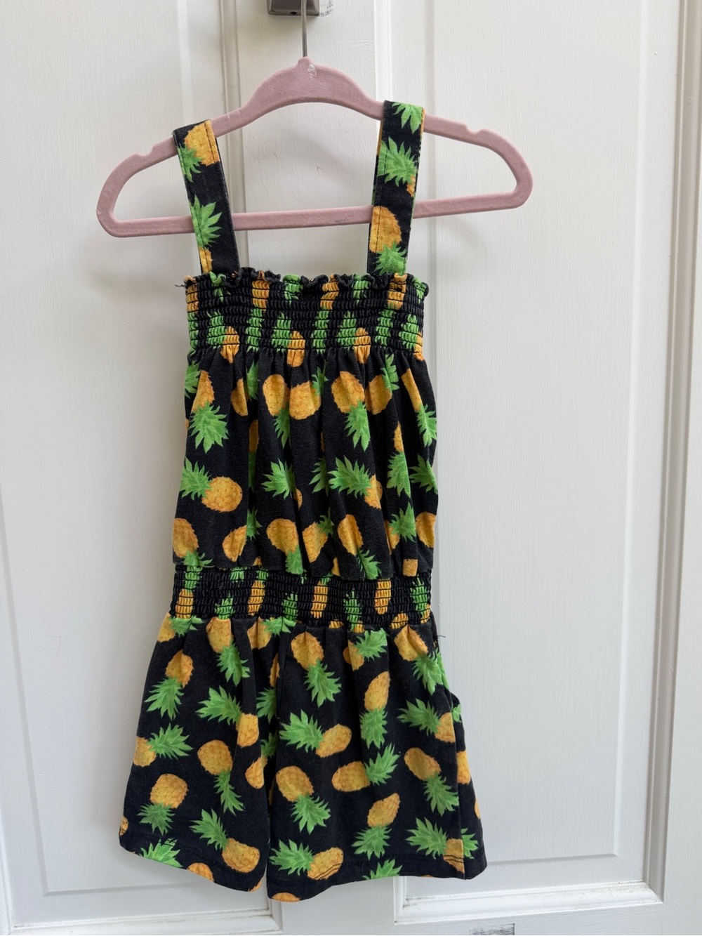 Real Love 4T Girls Black Yellow Pineapple Summer Rouched Romper